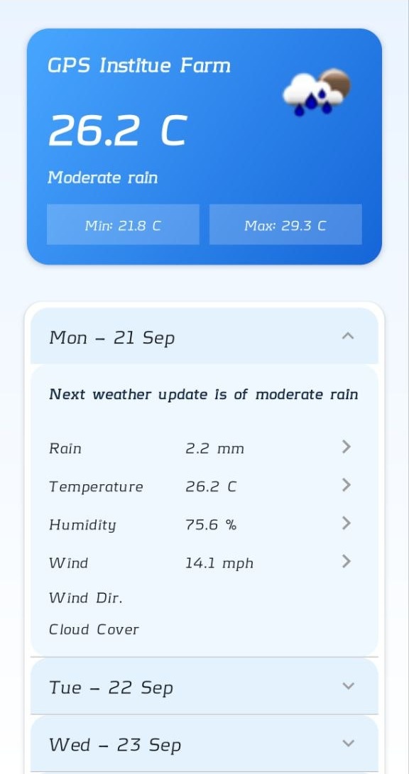 Local Weather Forecast Screen